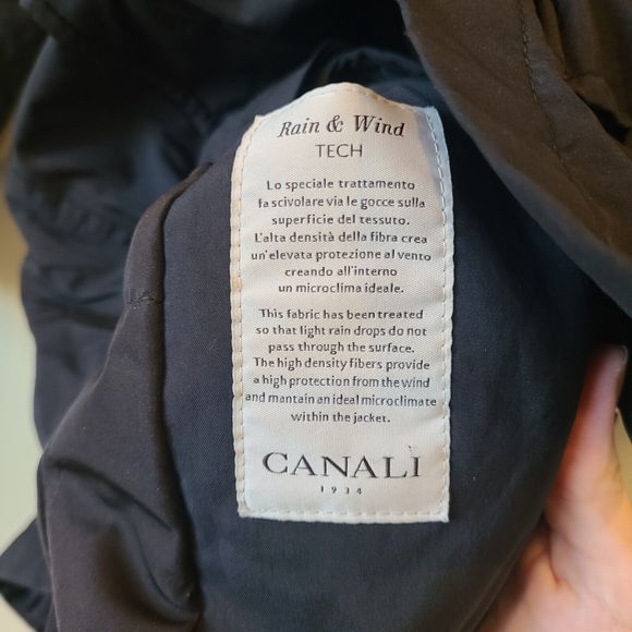 Canali Mens Rain & Wind Tech Full Zip Jacket Size 50 Black Lightweight - Picture 6 of 11